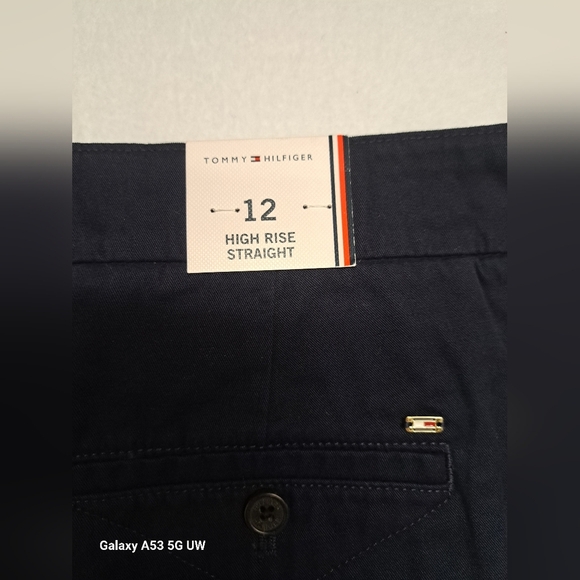 Tommy Hilfiger 12 Chino Pants High Waist Rise Straight Navy Blue Business Casual - Picture 6 of 8